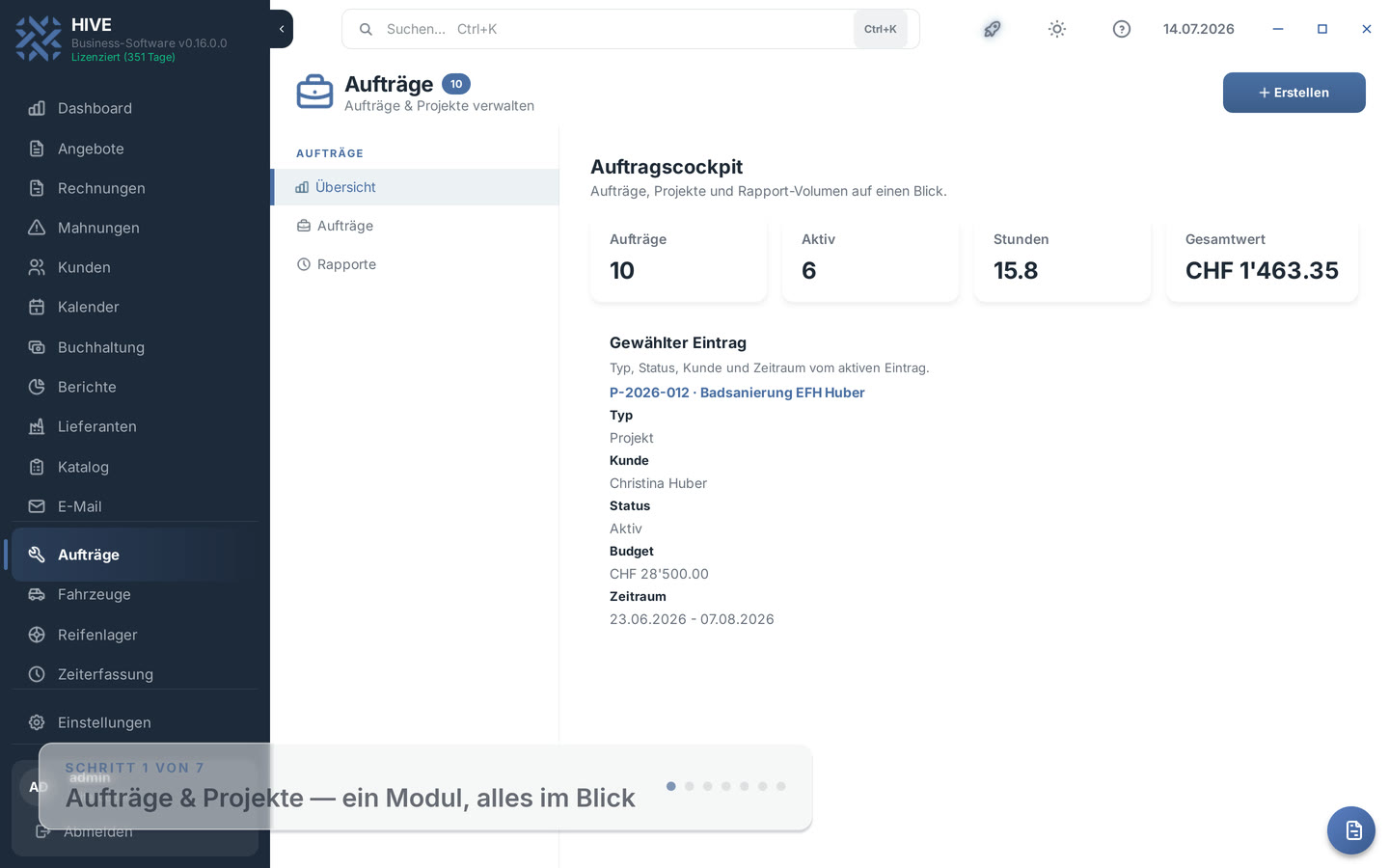 Aufträge & Projekte im Griff